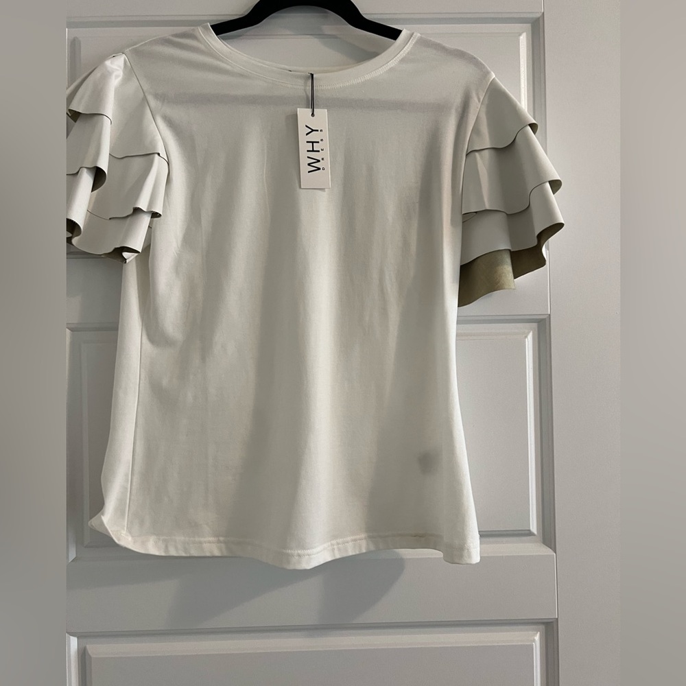 White flutter sleeve nwt